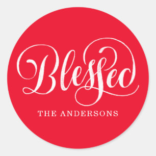 Pegatina Redonda Blessed Script Fiesta