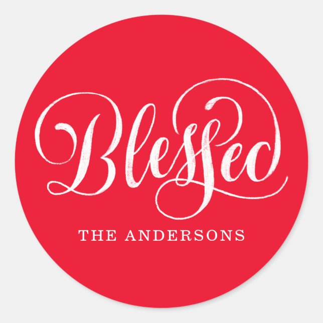 Pegatina Redonda Blessed Script | Fiesta (Anverso)