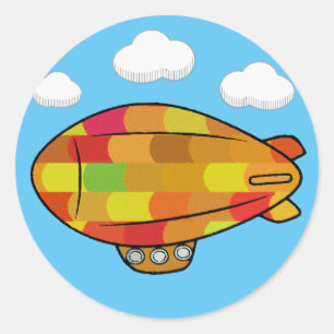 Pegatina Redonda Blimp Blimp En Cielo Azul
