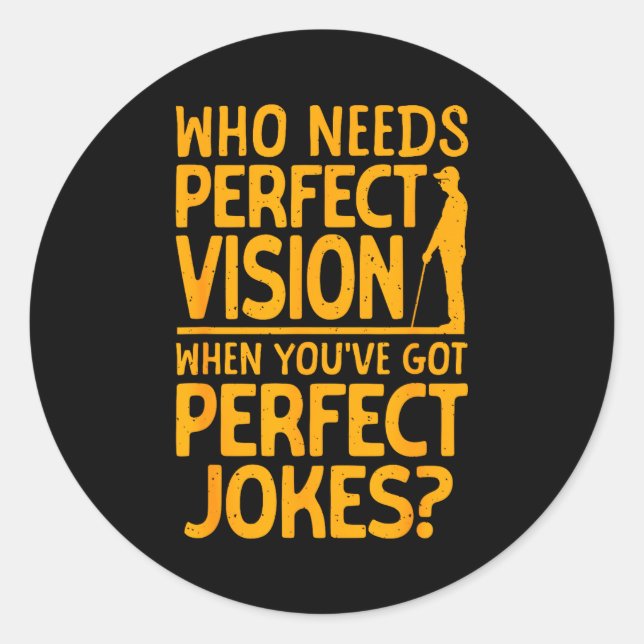 Pegatina Redonda Blind Person Art For Men Women Impaired Blind Peop (Anverso)