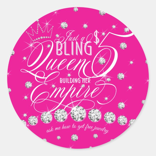 Pegatina Redonda Bling Jewelry de sólo 5 dólares (Anverso)