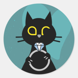 Pegatina Redonda BLING WINK – Gato negro divertido para propuesta S