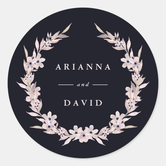 Pegatina Redonda Bliss acuarela | Wreath floral rosa de Rubor (Anverso)