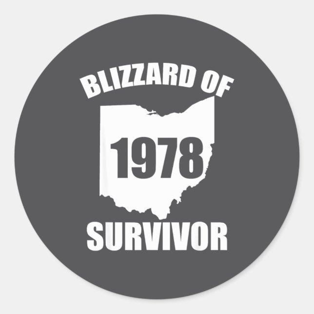 Pegatina Redonda Blizzard Of 1978 Survivor Funny Ohio Winter Snowst (Anverso)
