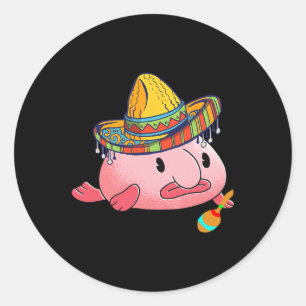 Pegatina Redonda Blobfish Feo Pescado Profundo Mar Funny Sombrero V