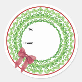 Pegatina Redonda Block Print Flower Wreath Sticker