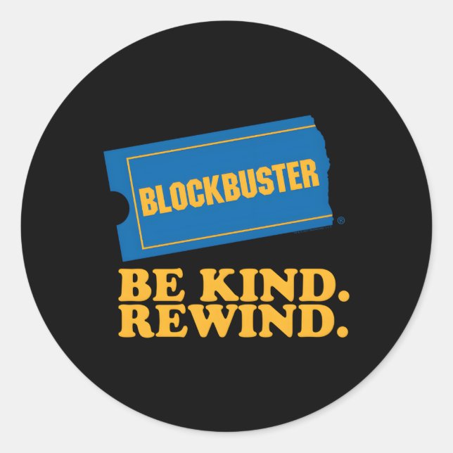 Pegatina Redonda Blockbuster Be Kind Rewind (Anverso)