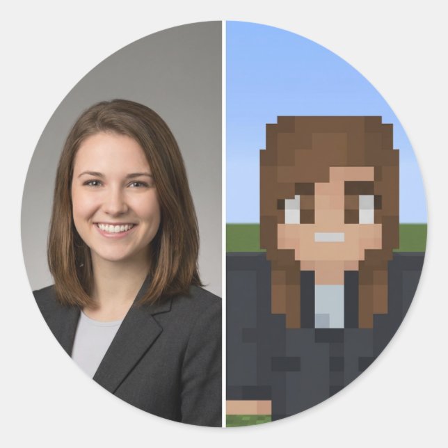 Pegatina Redonda BlockPix Minecraft Character Sticker (Anverso)