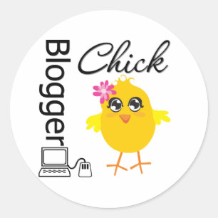 Pegatina Redonda Blogger Chick