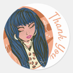 Pegatina Redonda Blogger Fashionista de belleza moda