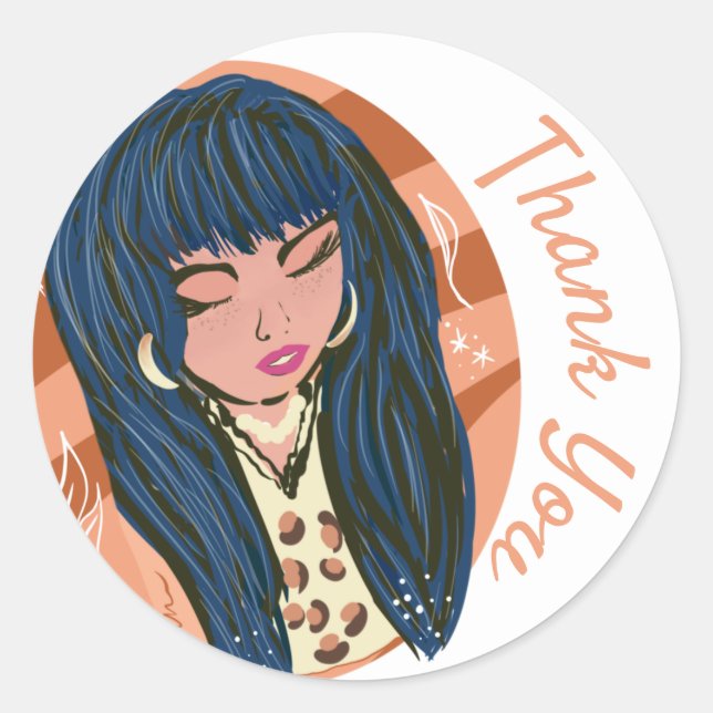 Pegatina Redonda Blogger Fashionista de belleza moda (Anverso)