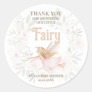 Pegatina Redonda Blonde Fairy Baby Shower Gracias