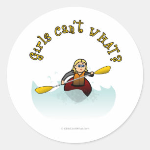 Pegatina Redonda Blonde Female Kayaker