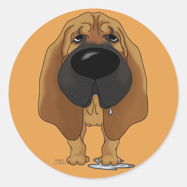 Pegatina Redonda Bloodhound Nose (Anverso)