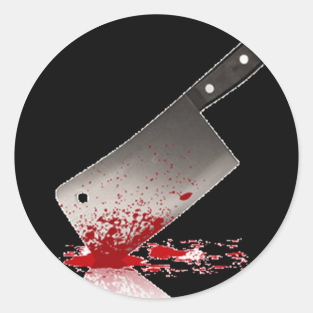 Pegatina Redonda Bloody Cleaver (Anverso)