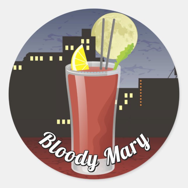 Pegatina Redonda Bloody Mary (Anverso)