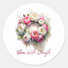 Pegatina Redonda Bloom Con Fuerza, Mug Clásico