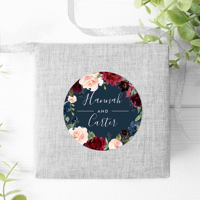 Pegatina Redonda Bloom radiante | Boda de guirnaldas botánicas (Subido por el creador)