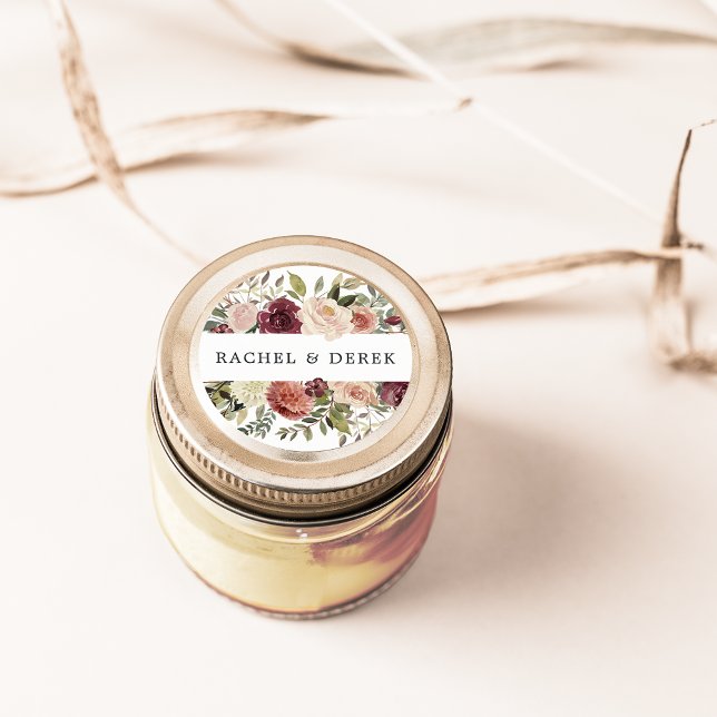 Pegatina Redonda Bloom ruso | Floral acuarela (Subido por el creador)