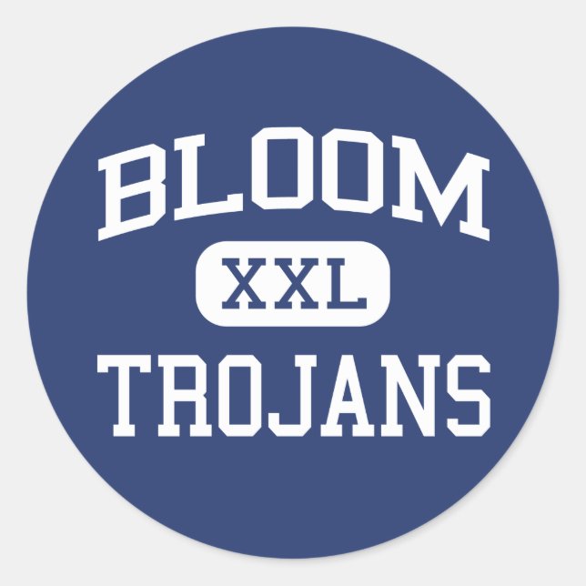 Pegatina Redonda Bloom - Trojans - High - Chicago Heights Illinois (Anverso)