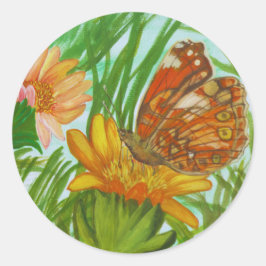 Pegatina Redonda Blooming flower garden