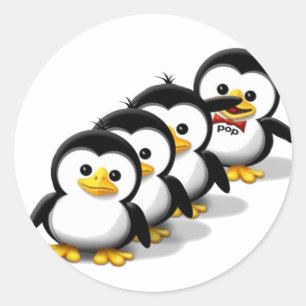 Pegatina Redonda Bloque de pingüinos