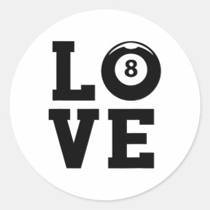 Pegatina Redonda Bloque gráfico de amor Billard Snooker Billard Cue