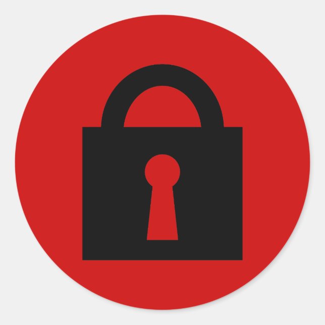 Pegatina Redonda Bloquear. Icono principal secreto o confidencial. (Anverso)