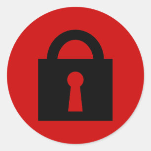 Pegatina Redonda Bloquear. Icono secreto o confidencial superior.