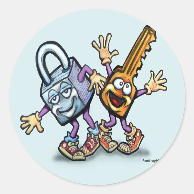 Pegatina Redonda Bloquear una tecla (Anverso)