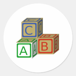 Pegatina Redonda Bloques ABC