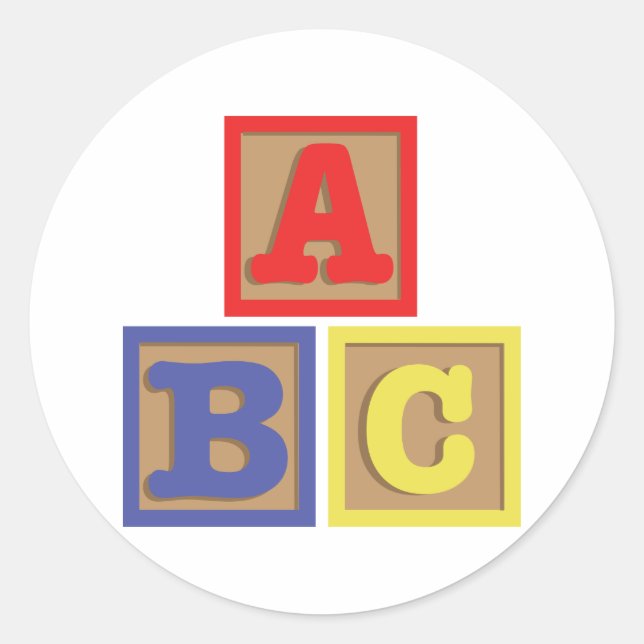 Pegatina Redonda Bloques ABC (Anverso)