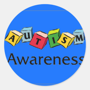 Pegatina Redonda Bloques autistas