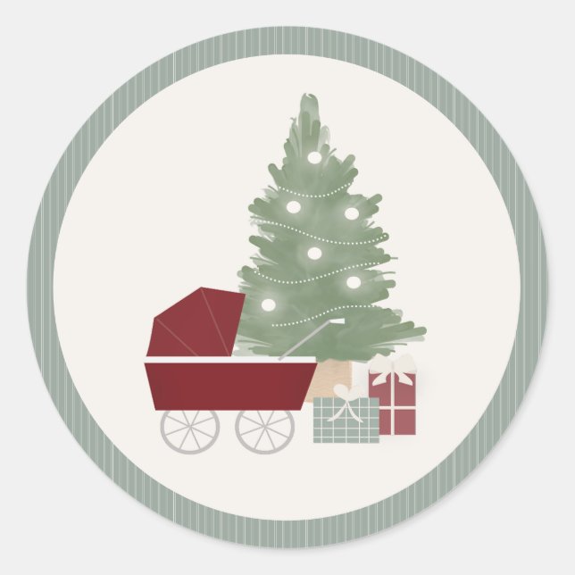 Pegatina Redonda Bloques Clásicos y Calcomanías para Baby Shower de (Anverso)