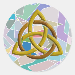Pegatina Redonda Bloques de color de agua geométrica Celta de Trini