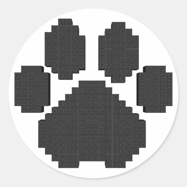 Pegatina Redonda Bloques de construcción de huellas de papel de per (Anverso)