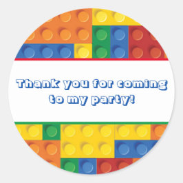 Pegatina Redonda Bloques de Construcción de Ladrillos Coloridos Fav