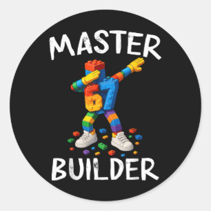 Pegatina Redonda Bloques de Construcción Master Builder Dabbing 67