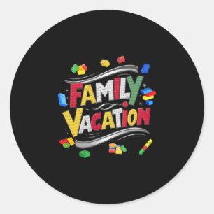 Pegatina Redonda Bloques de construcción Vacaciones familiares Coin