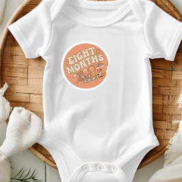 Pegatina Redonda Bloques de Juguete Retro Boho Ocho Meses Hito del 