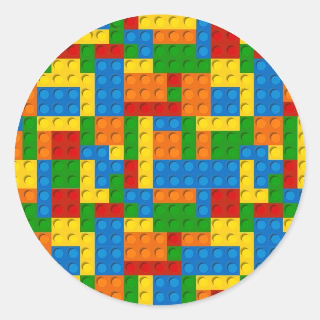 Pegatina Redonda bloques de plástico coloridos (Anverso)