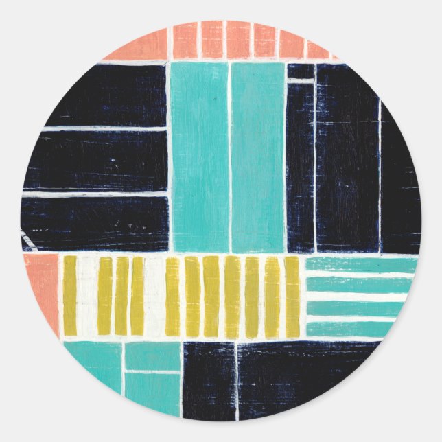 Pegatina Redonda Bloques geométricos (Anverso)