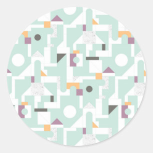 Pegatina Redonda Bloques huecos - azul