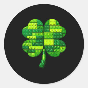 Pegatina Redonda bloques ladrillos shamrock día de San Patricio
