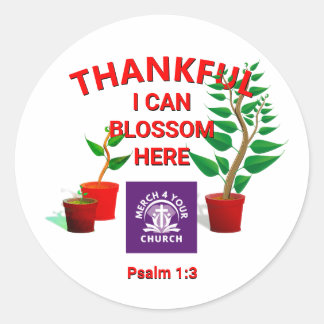 Pegatina Redonda Blossom Plantado Aquí Iglesia Cristiana AGREGAR LO