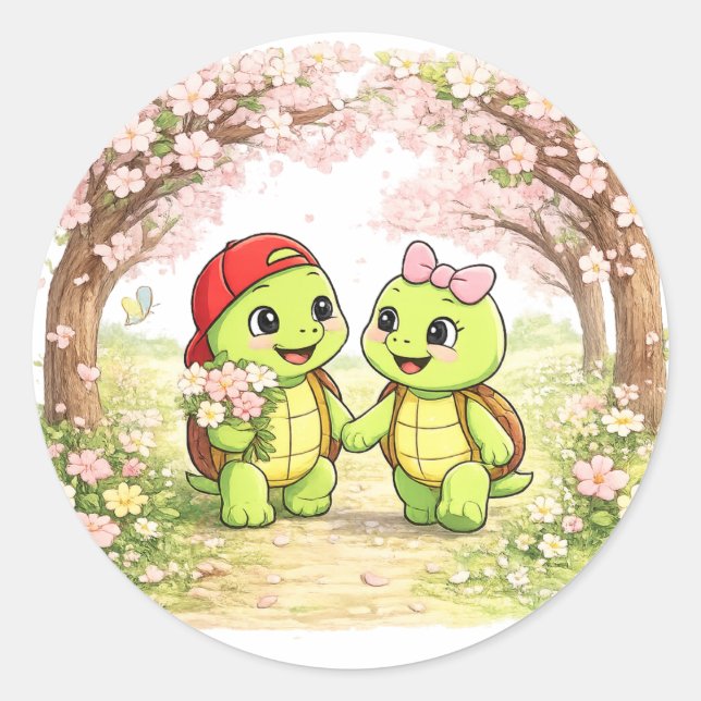 Pegatina Redonda Blossom Walk (Anverso)