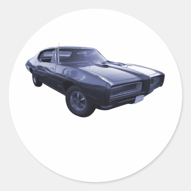 Pegatina Redonda Blue 1968 GTO Pontiaco (Anverso)