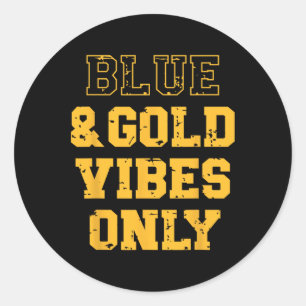 Pegatina Redonda Blue And Gold Game Day School Spirit High School F