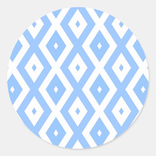 Pegatina Redonda Blue and white diamond pattern (Anverso)