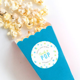 Pegatina Redonda Blue Aqua Green Confetti listo para usar Baby Show